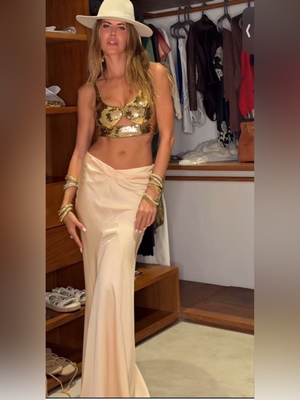 NWT Kate Moss x Zara Champagne Satin Maxi Skirt